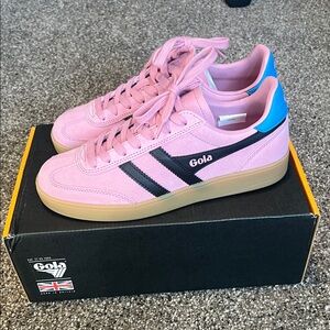 Gola Pink Viper Sneakers with Black and Blue Accents